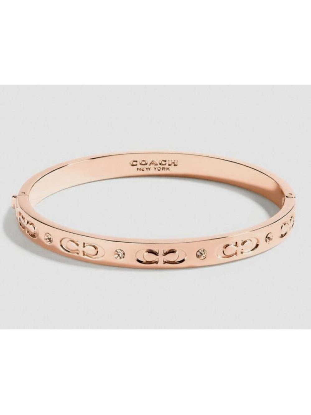Coach Rose Gold Logo & Crystal Signature Bangle Bracelet